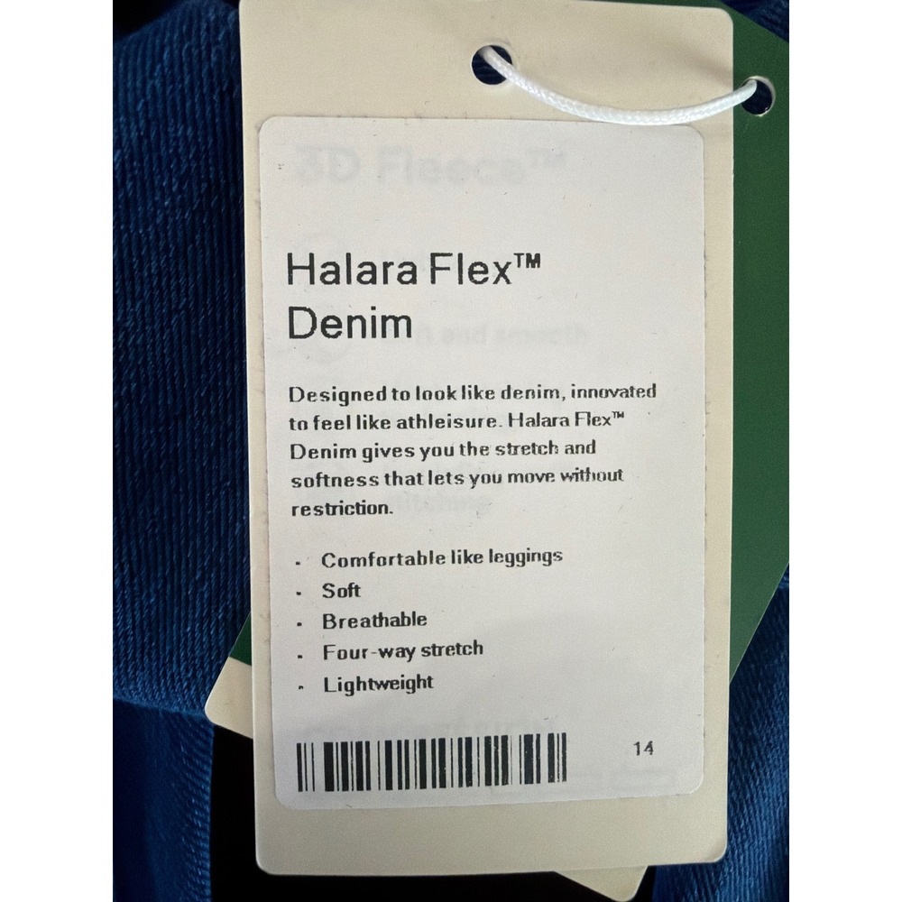 Halara Womens M Petite Flex Denim Flare Pants Blue New Crossover High Waist - Picture 5 of 9